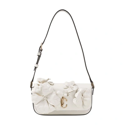 Jimmy Choo Avenue Floral Applique Mini Shoulder Bag In White
