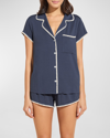 Eberjey + Net Sustain Frida Whipstitched Stretch-modal Jersey Pajama Set In Nightshadow Blue
