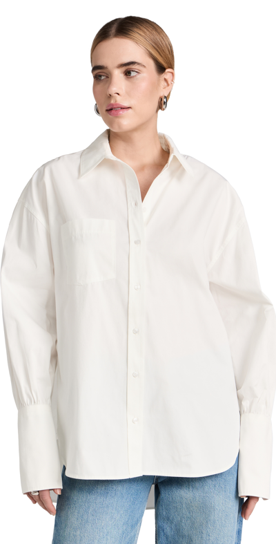 Anine Bing Maxine Logo-embroidered Cotton Shirt In White