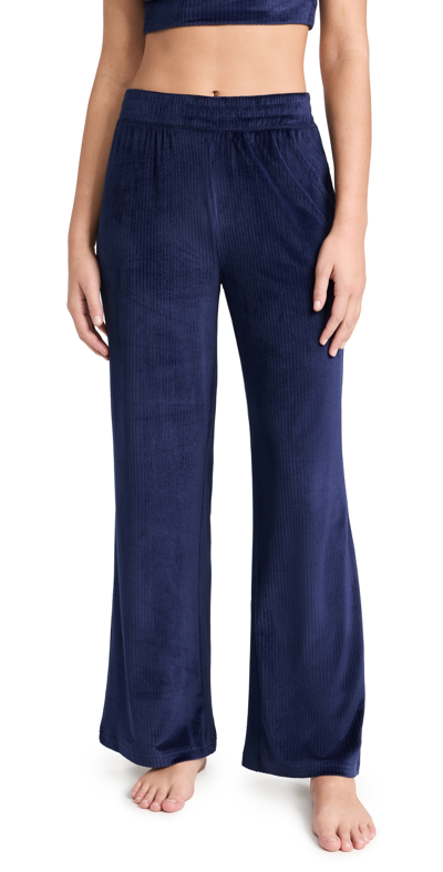 Z Supply Flare Up Velour Pants In Deep Blue