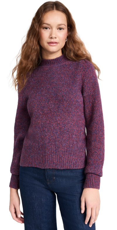 Veronica Beard Komal Knit Puff-sleeve Sweater In Red Multi