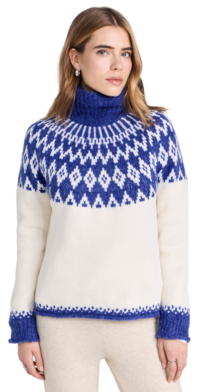 Alex Mill Bailey Fair Isle Merino Wool-blend Turtleneck Sweater In Blue Combo