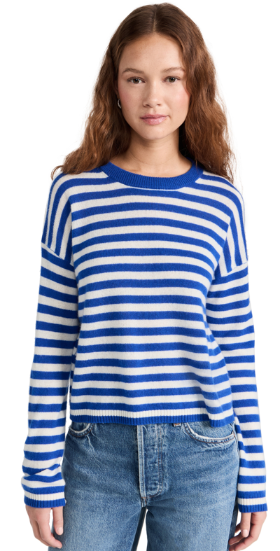 Velvet Alyssa Cashmere Sweater In Cobalt/milk