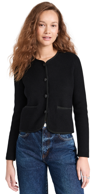 Rag & Bone Women's Nancy Wool-blend Rib-knit Cardigan In Black