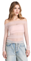 PIXIE MARKET LYDIA OFF THE SHOULDER TOP DUSTY PALE PINK