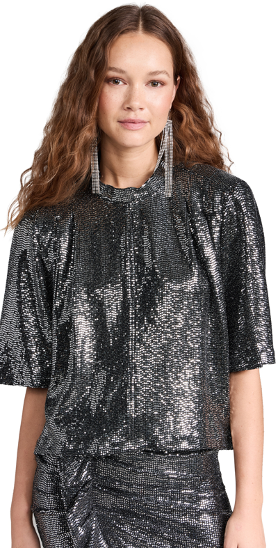 Isabel Marant Étoile Marant Étoile Woman Top Black Size 8 Nylon, Metallic Fiber, Elastane In Silver
