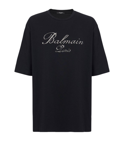 Balmain Embroidered Signature T-shirt In Black
