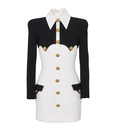 Balmain Buttoned Crepe Minidress In Black