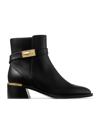Jimmy Choo Diantha Leather Buckle Ankle Booties In Black_gold