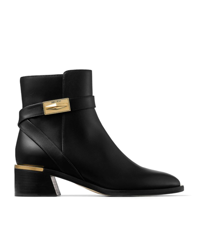 Jimmy Choo Diantha Leather Buckle Ankle Booties In Black