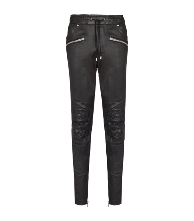 Balmain Stretch-leather Trousers In Black