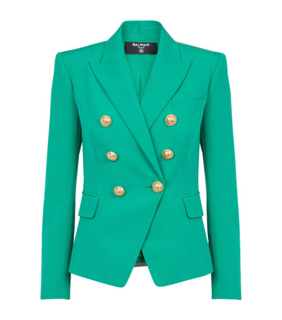 Balmain Virgin Wool Button-detail Blazer In Green