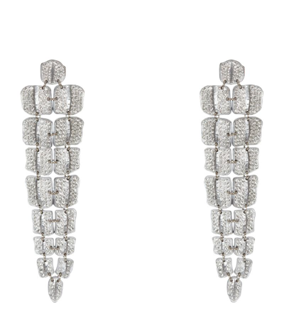 Balmain Crystal-embellished Drop Earrings In Silver