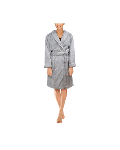 Hotel Luxe Luxurious Plush Velvet Robe In Grey