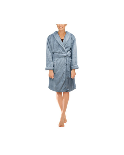 Hotel Luxe Luxurious Plush Velvet Robe In Blue