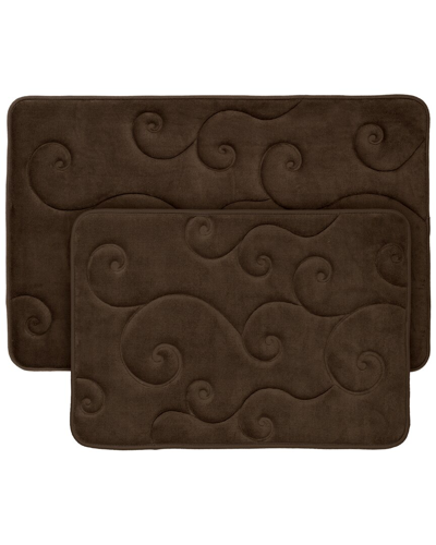 Lavish Home 2p Memory Foam Bath Mat Set In Chocolate