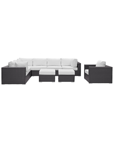 Modway Convene 9-piece Outdoor Patio Sectional Set In Brown