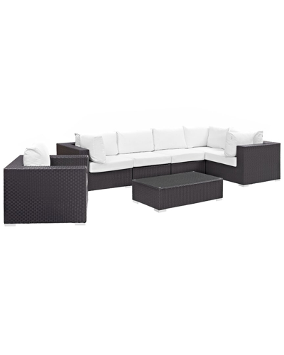 Modway Convene 7-piece Outdoor Patio Sectional Set In Brown