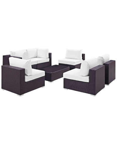 Modway Convene 7-piece Outdoor Patio Sectional Set In Brown