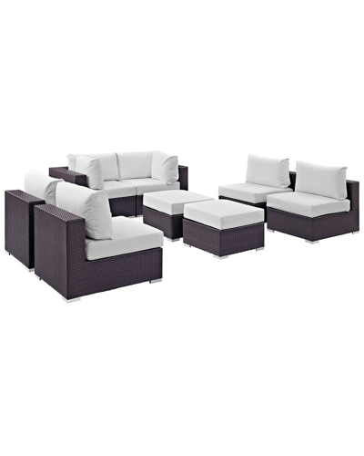 Modway Convene 8-piece Outdoor Patio Sectional Set In Brown