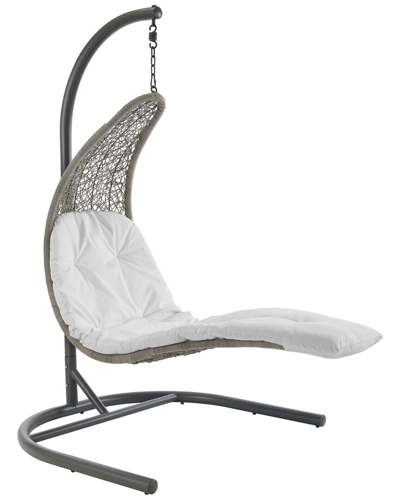 Modway Landscape Hanging Chaise Lounge Outdoor Patio Swing Chair In Gray
