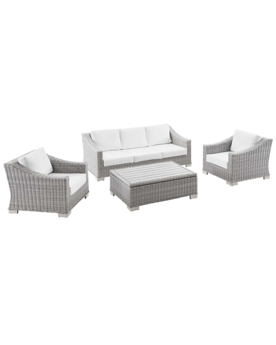 Modway Conway 4-piece Outdoor Patio Rattan Furniture Set In Gray