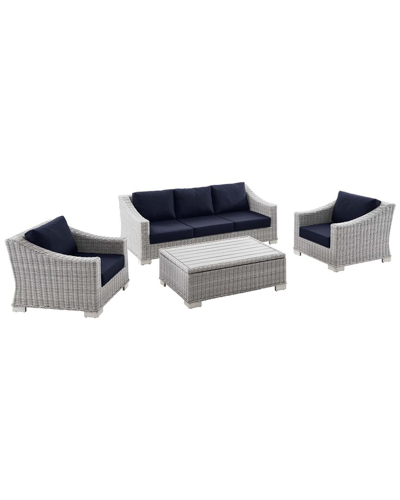 Modway Conway 4-piece Outdoor Patio Rattan Furniture Set In Gray