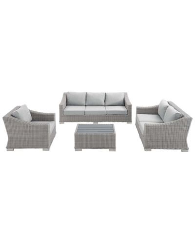 Modway Conway Sunbrella Outdoor Patio Rattan 4-piece Furniture Set In Gray