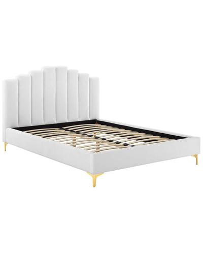 Modway Olivia Queen Performance Velvet Platform Bed In White
