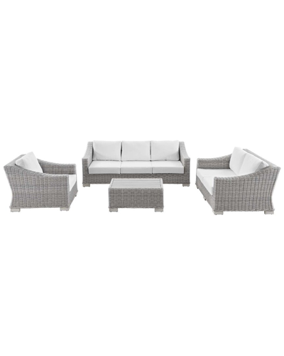 Modway Conway 4-piece Outdoor Patio Rattan Furniture Set In Gray