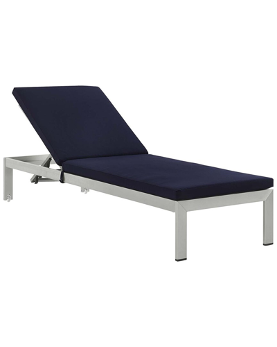 Modway Outdoor Shore Outdoor Patio Aluminum Chaise With Cushions In Silver