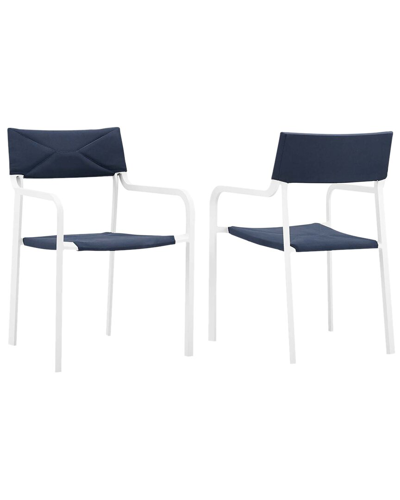 Modway Raleigh Outdoor Patio Aluminum Armchair Set Of 2 In White