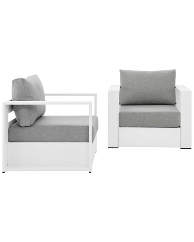 Modway Tahoe Outdoor Patio Powder-coated Aluminum 2pc Armchair Set In White