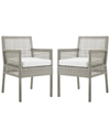 Modway Aura Dining Armchair Outdoor Patio Wicker Rattan Set Of 2 In Grey