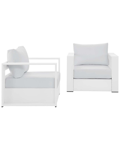 Modway Tahoe Outdoor Patio Powder-coated Aluminum 2pc Armchair Set In White