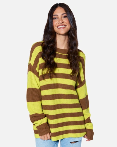 Hyfve Women's Essential Serena Stripe Sweater T-shirt In Brown,yellow