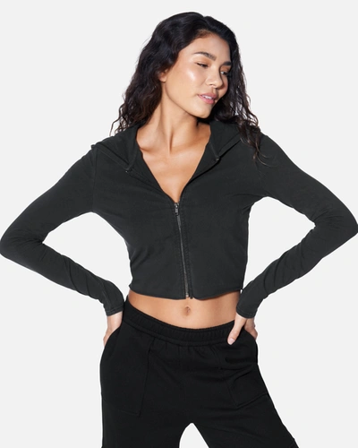 Hyfve Women's Essential Zip Up Cropped Hoodie In Black