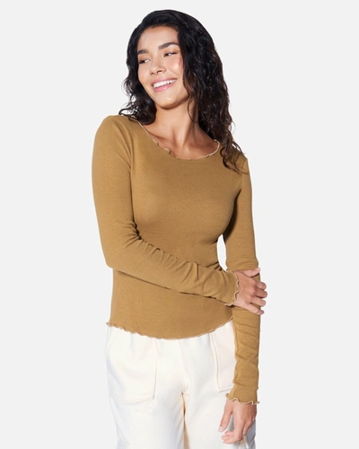 Hyfve Women's Essential Everyday Long Sleeve Top T-shirt In Pale Brown