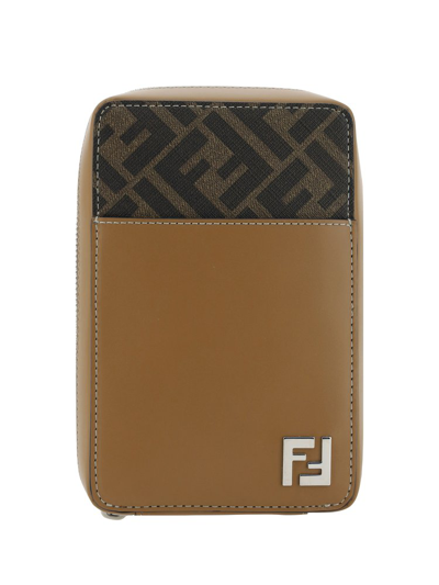 Fendi Ff Squared Phone Case In Brown