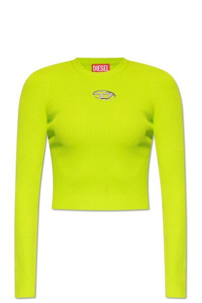 Diesel M-valary Logo Ribbed Top In Yellow