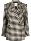 Anine Bing Kaia Double-breasted Houndstooth Wool-blend Blazer In Multicolour