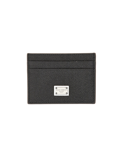 Dolce & Gabbana Leather Card Holder In Noir