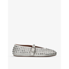 Alaïa Alaia White Leather Ballerina With Crystals Women In White