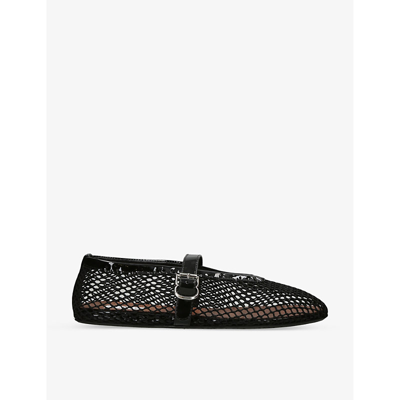 ALAÏA WOMENS BLACK RHINESTONE-EMBELLISHED LEATHER BALLET FLATS EUR 36 / 3 UK