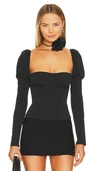 Weworewhat Long Sleeve Corset Top In Black
