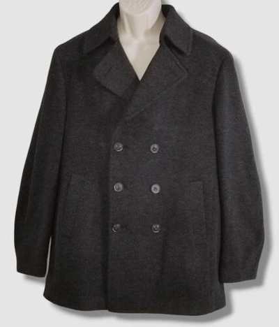 Pre-owned Neiman Marcus $895  Men Gray Double Breasted Wool Pea Overcoat Jacket Coat Sz Xl