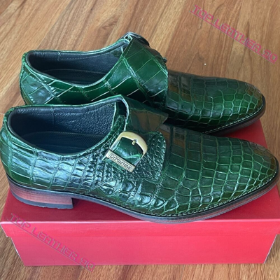 Pre-owned Handmade Men's Shoes Genuine Crocodile Alligator Skin Leather  Size Us12 - Eur45 In Brown