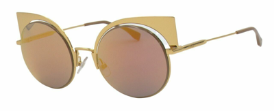 Pre-owned Fendi Ff 0177/s 001oj Gold / Fuchsia Mirror Sunglasses 53-22-135 In Pink