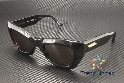 Pre-owned Bottega Veneta Bv1251s 001 Cat Eye Acetate Black Grey 52 Mm Women's Sunglasses In Gray