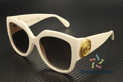 Pre-owned Gucci Gg1407s 004 Rectangular Squared Acetate Ivory Brown 54mm Womens Sunglasses